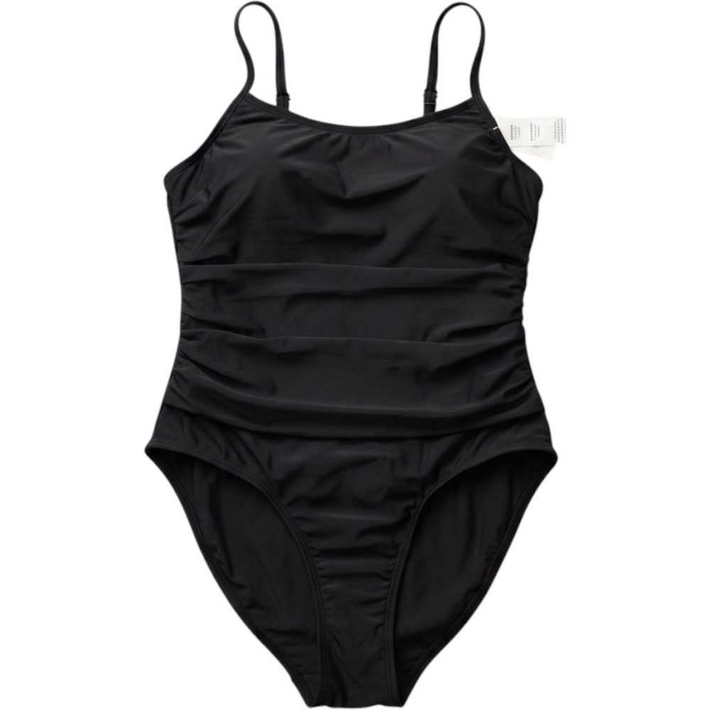 Jantzen Womens Black Tummy Control Ruched One Piece Swimsuit Size 10 NWT
